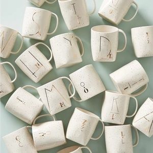 Gilded G Shapes {Anthro} Mug | Ivory Gold Specked Anthropologie Coffee + Tea Cup